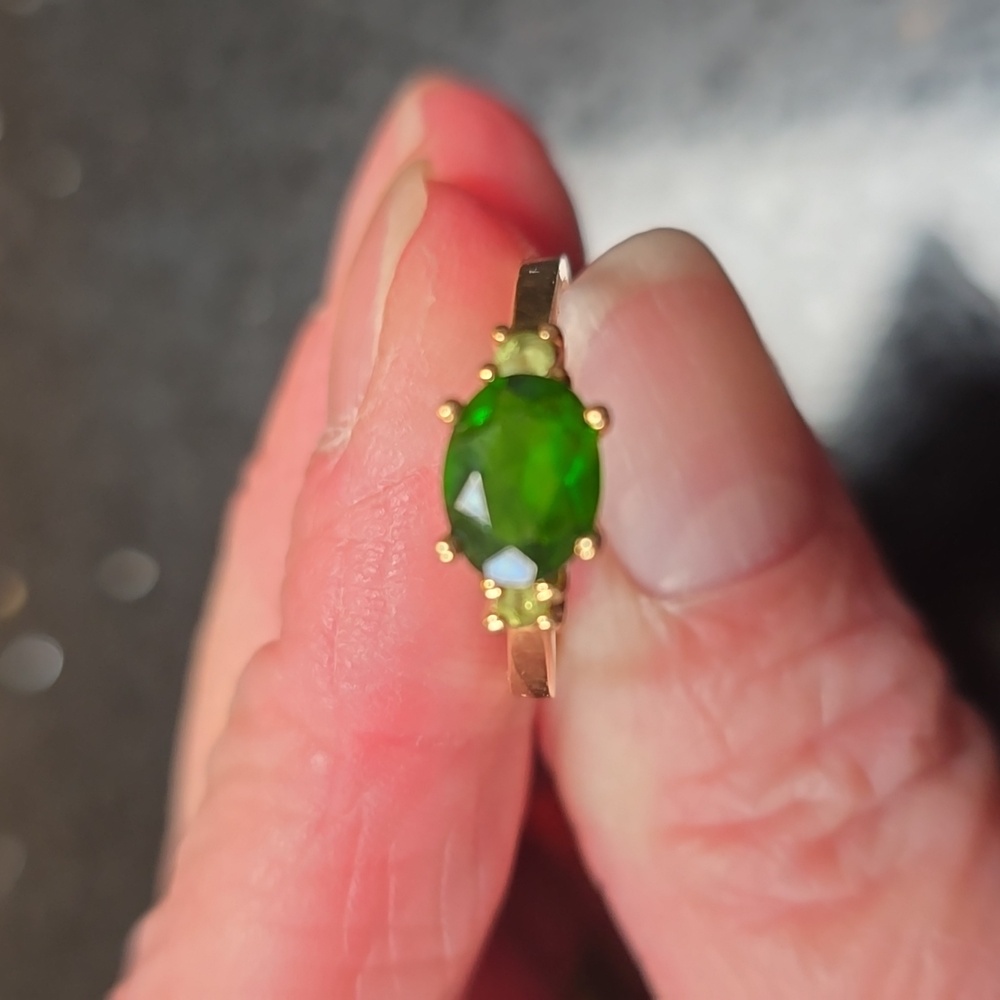 HPx4. Very Vintage. 14k Gold Ring 1ctw East-West Russian Diopside & Peridot. Sz7